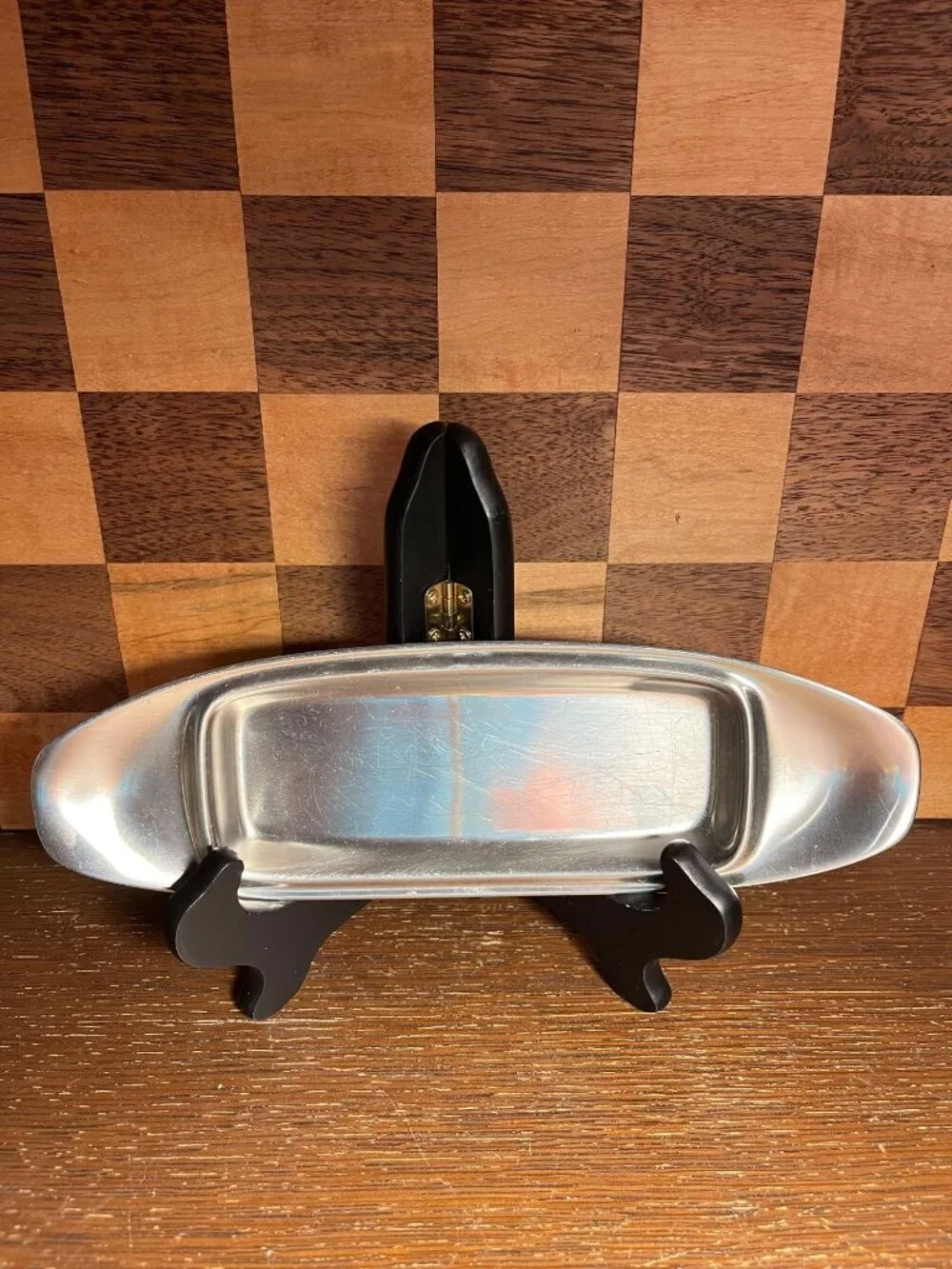 Vintage Stainless Steel Butter Dish Tray A808, no lid